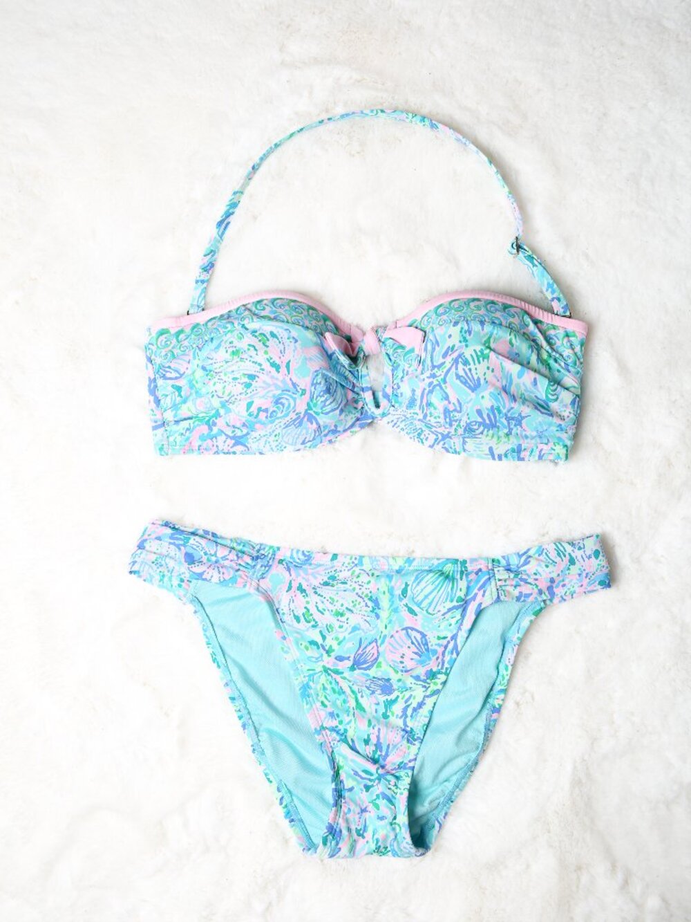 LILY PULITZER 'Surf Blue Soleil It on Me' Halter Bikini Size 6